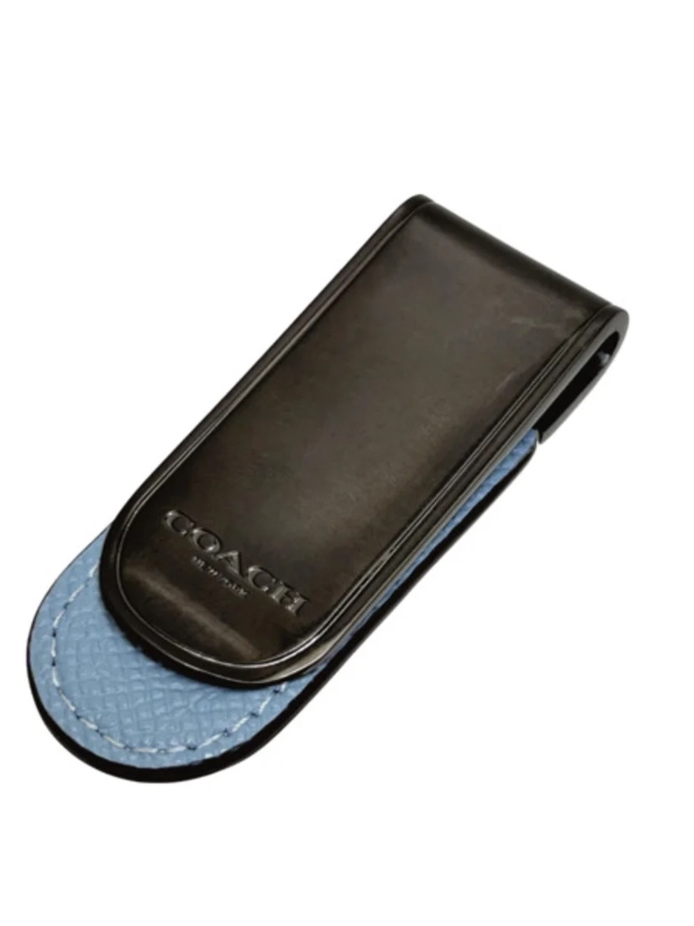 Coach Light Blue Leather Money Clip NWOT - Picture 2 of 6